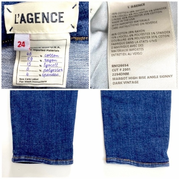 L’AGENCE Margot High Rise Ankle Skinny Jeans in Dark Vintage CUT # 2001 - Picture 6 of 7